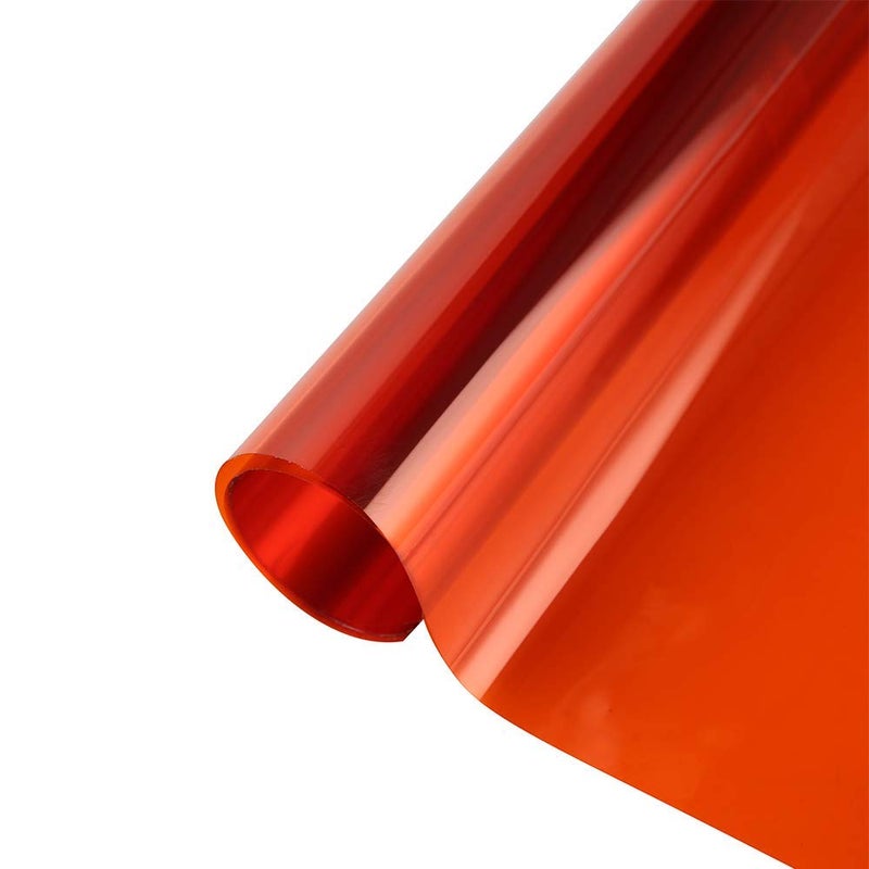 SUMAGITIN Transparent Decorative Window Film Anti UV Colorful Adhesive Vinyl Heat Insulation Solar Window Tinting Sheets Glass Film for Christmas Home Decoration, 17.7Inch x 78.7Inch, Orange - Image 1